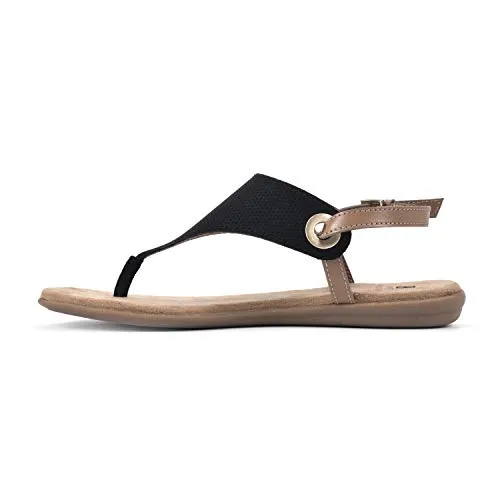 WHITE MOUNTAIN Shoes London Women's Flat Sandal, Black/Hc Smooth, 7.5 M