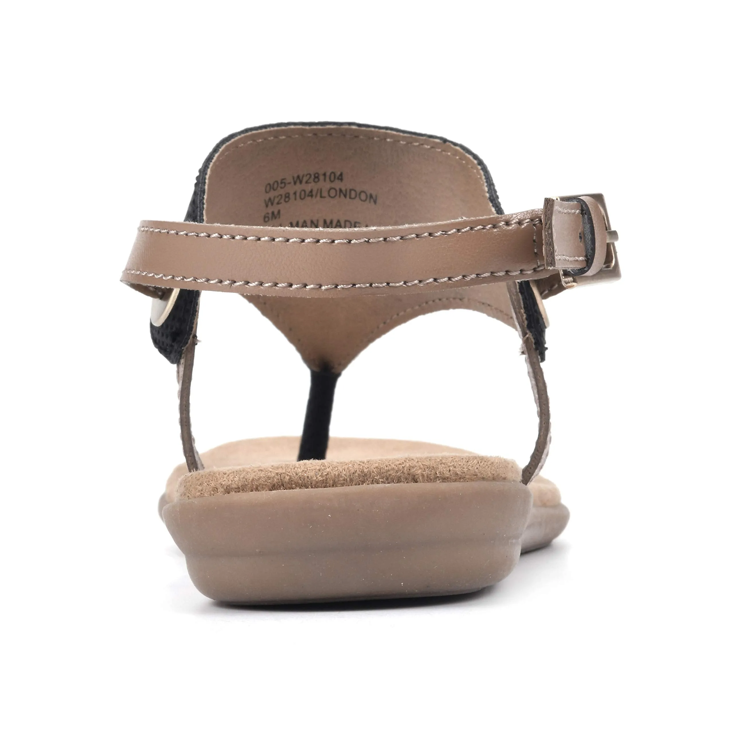WHITE MOUNTAIN Shoes London Women's Flat Sandal, Black/Hc Smooth, 8 M