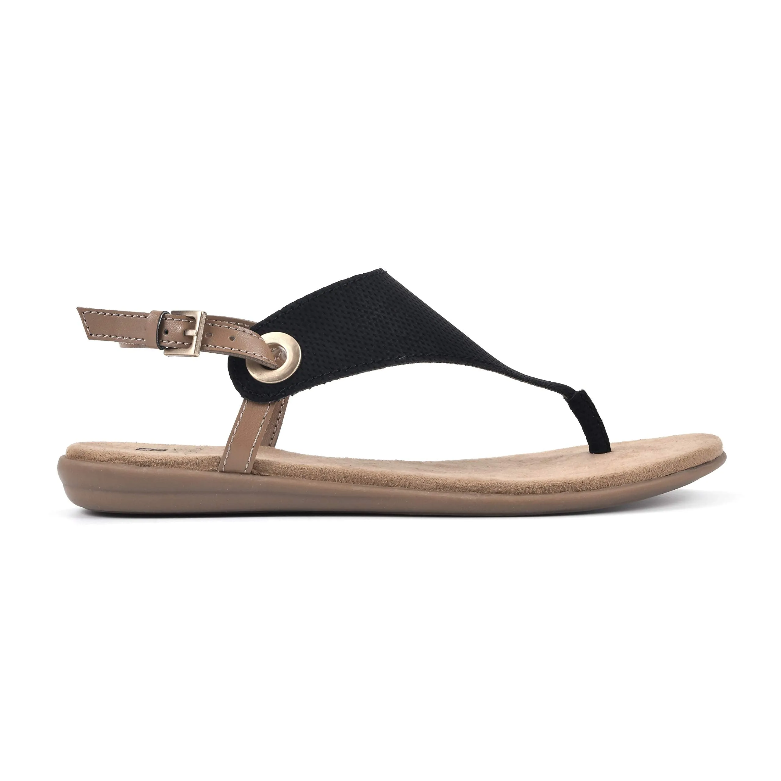 WHITE MOUNTAIN Shoes London Women's Flat Sandal, Black/Hc Smooth, 8 M