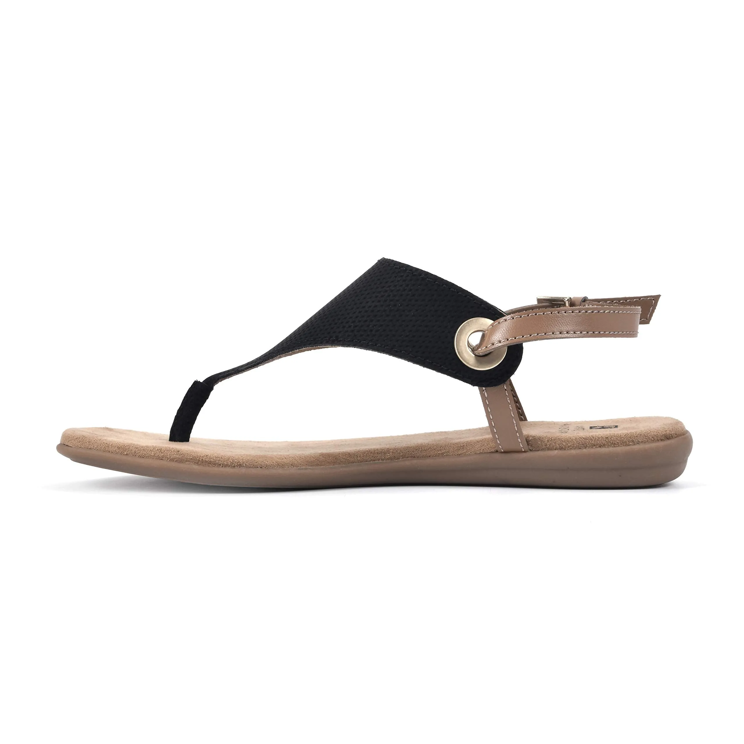 WHITE MOUNTAIN Shoes London Women's Flat Sandal, Black/Hc Smooth, 8 M