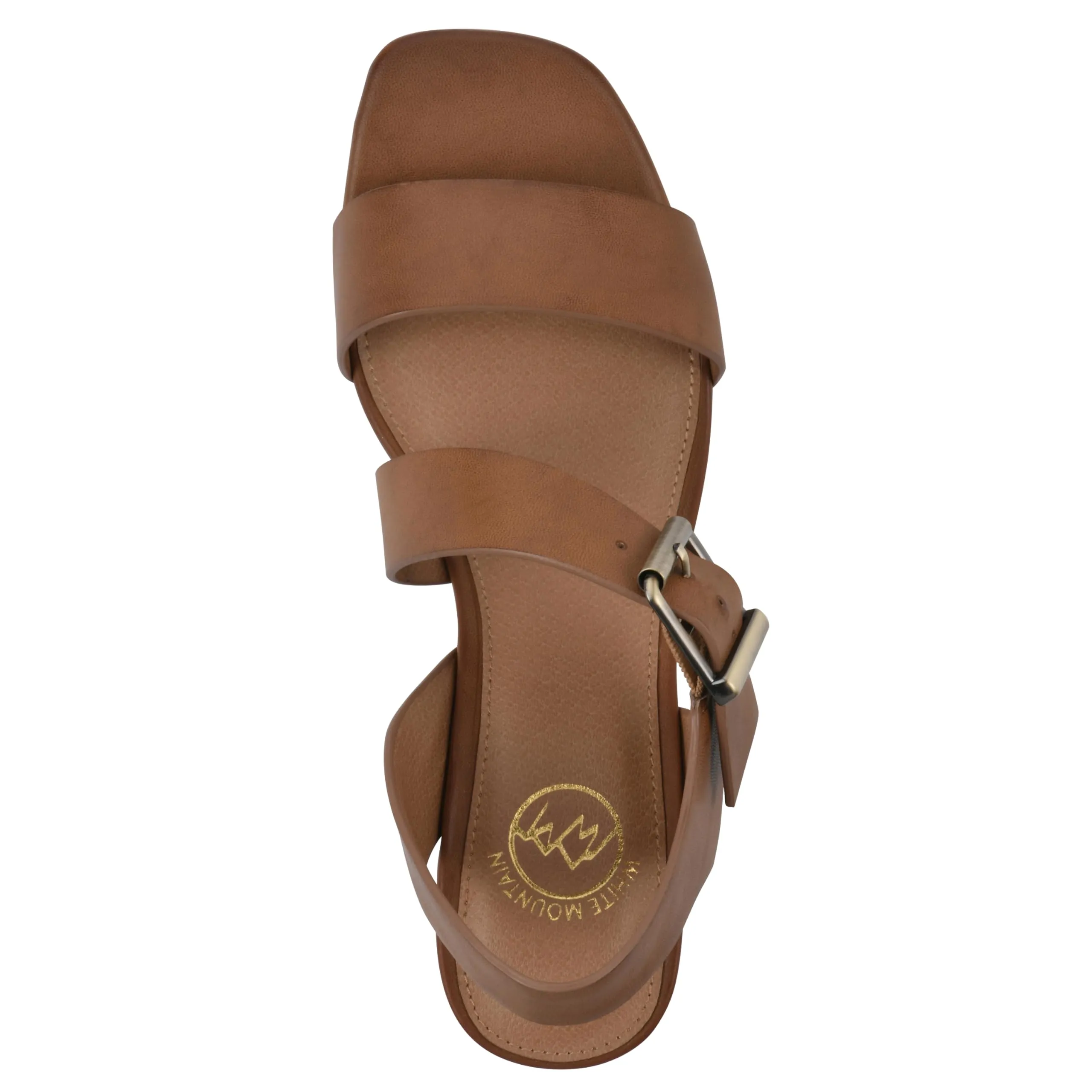 WHITE MOUNTAIN Women's Albatas Low Block Heel Sandal, Dk.Tan/Smooth, 8 M