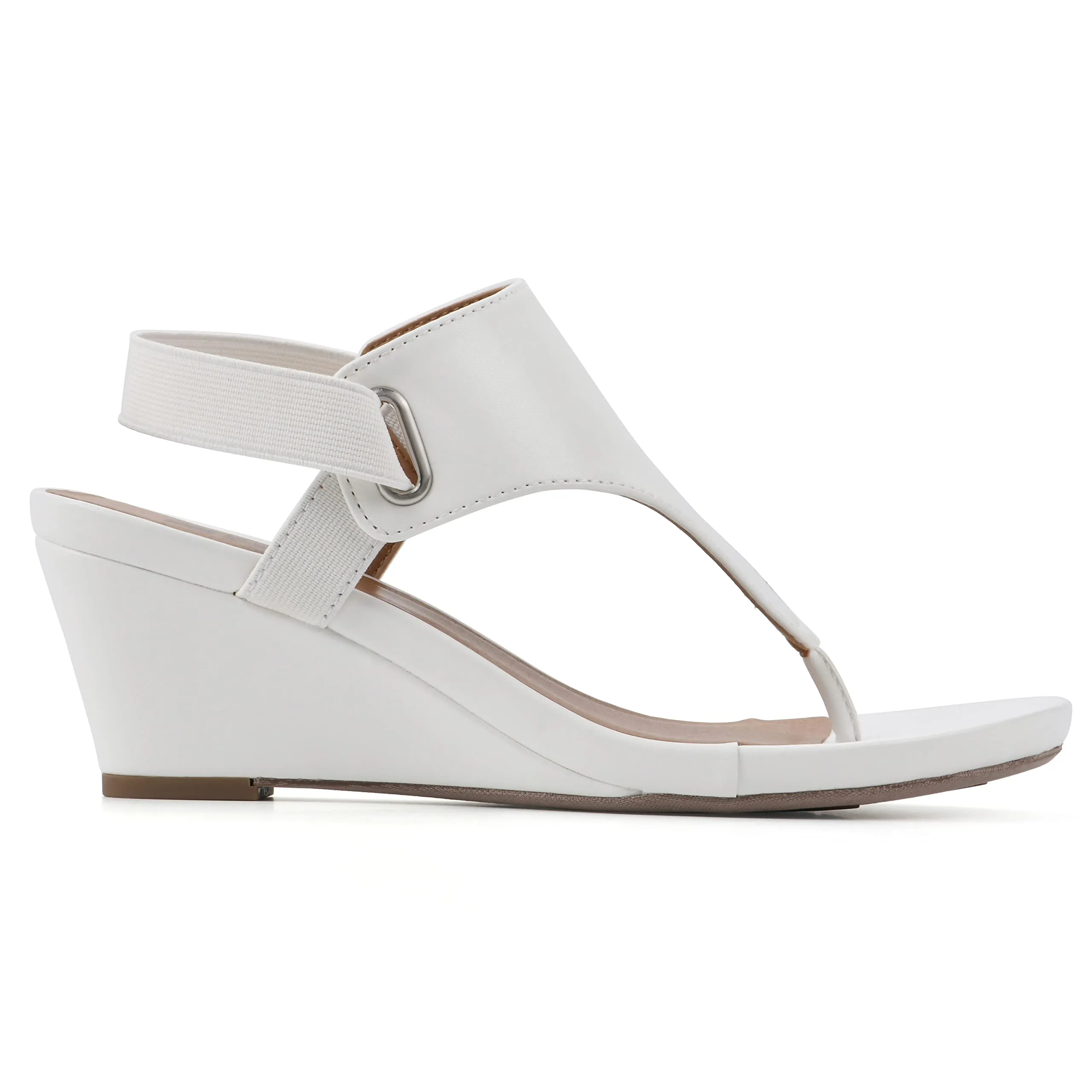 WHITE MOUNTAIN Women's All Dres Wedge Sandal, White/Smooth, 11 M