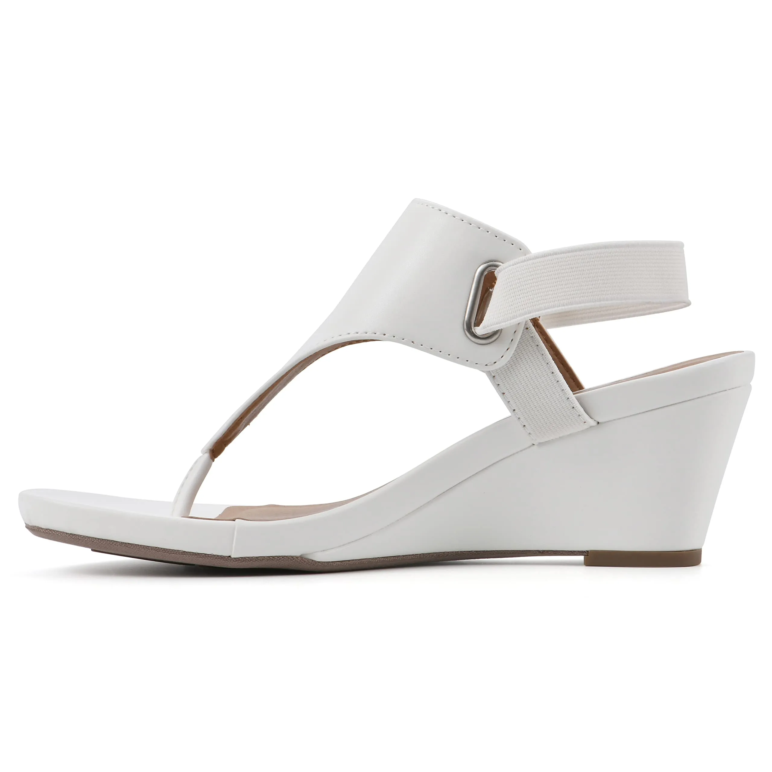 WHITE MOUNTAIN Women's All Dres Wedge Sandal, White/Smooth, 11 M