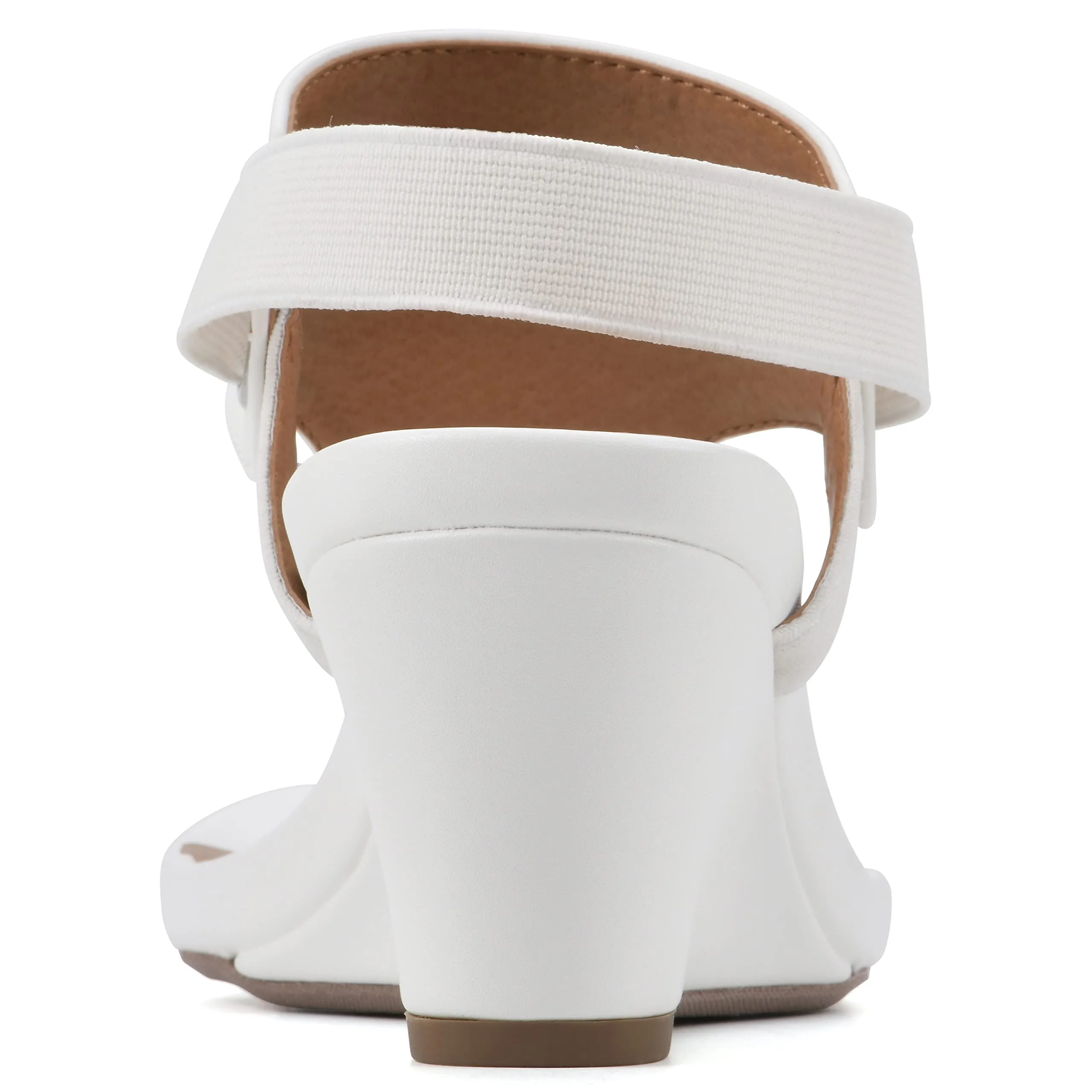 WHITE MOUNTAIN Women's All Dres Wedge Sandal, White/Smooth, 11 M