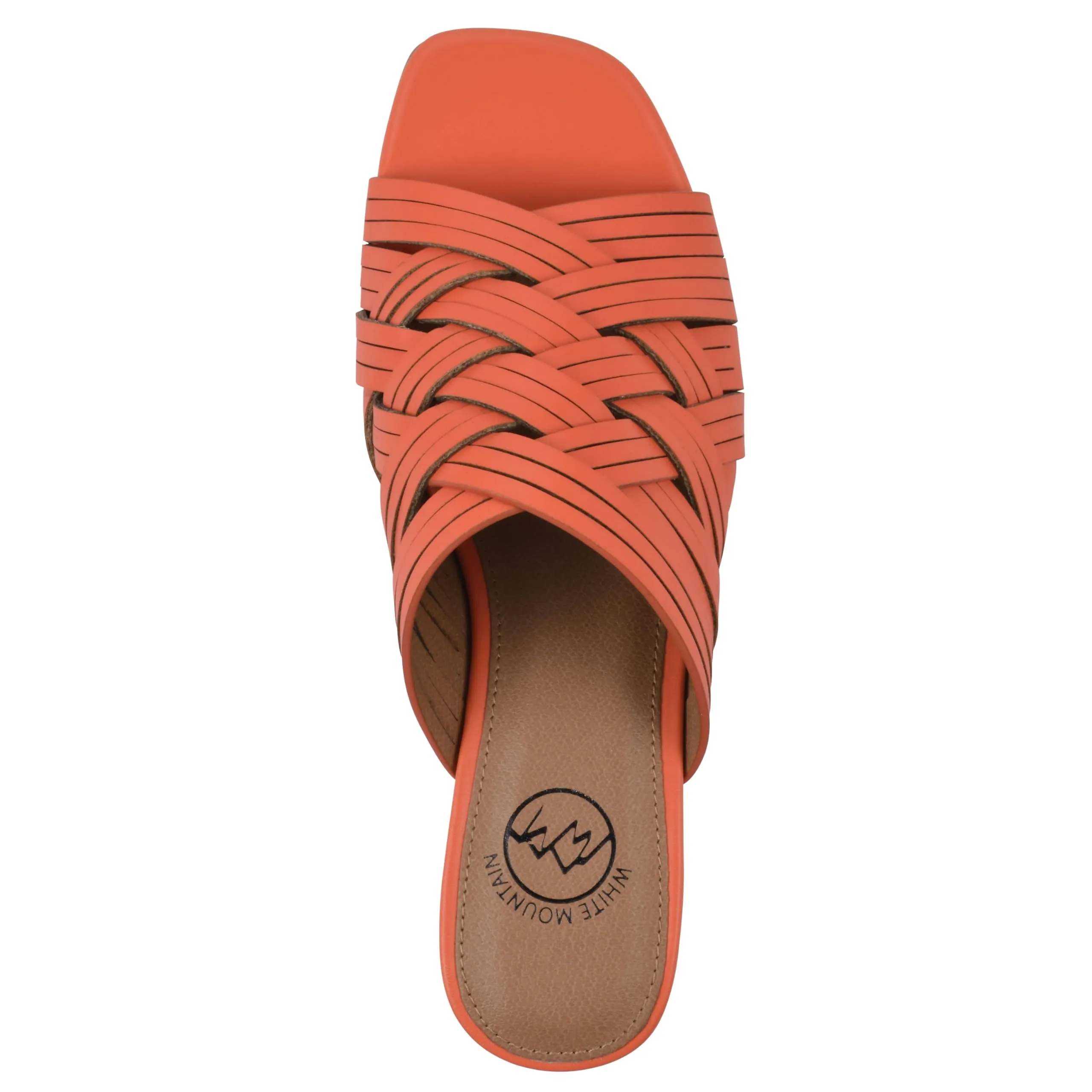 WHITE MOUNTAIN Women's Alluvia Low Block Heel Woven Sandal, Aperol Spritz/Smooth, 9 M