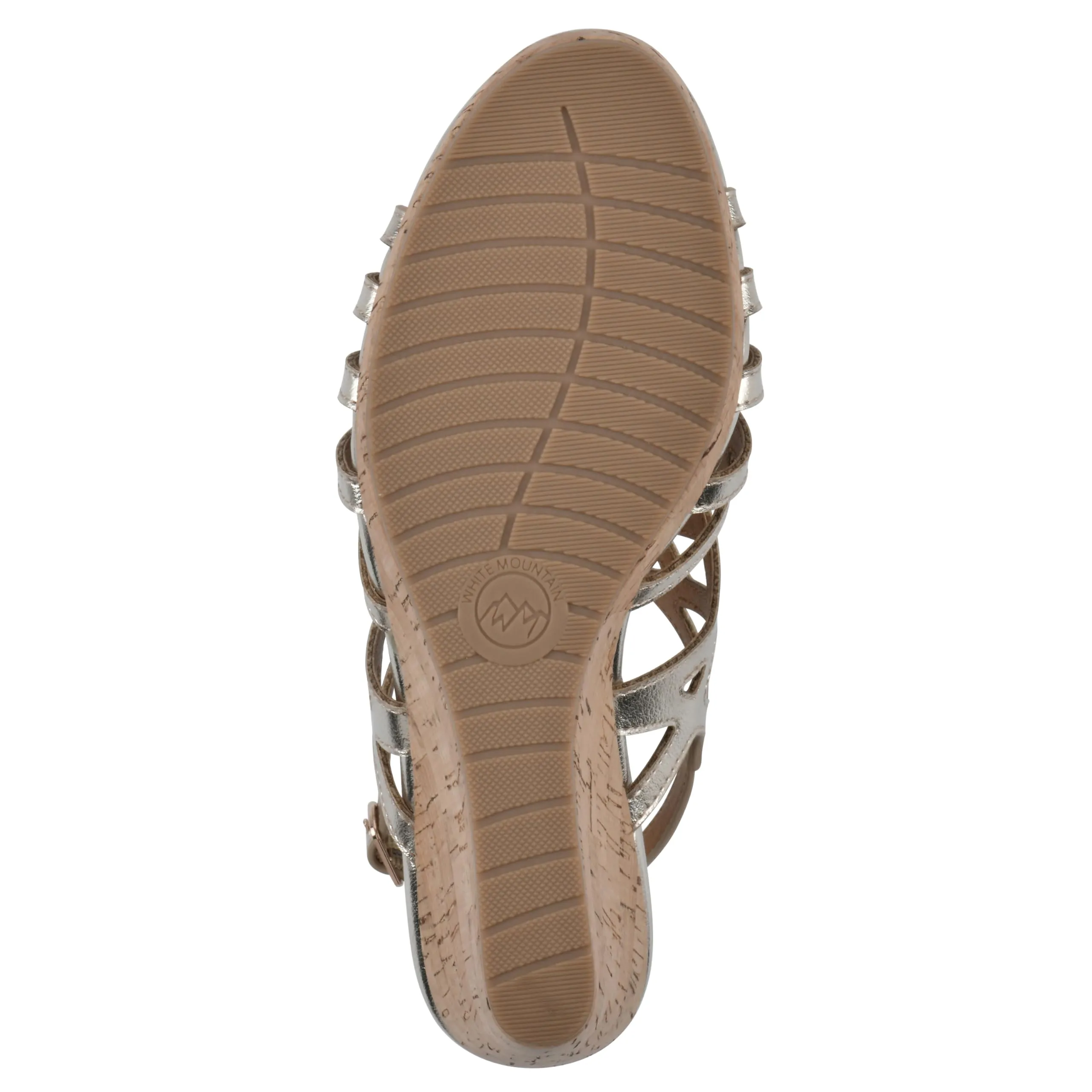 WHITE MOUNTAIN Women's Flaming Cork Wedge Sandal, Lt.Gold/Met/Smooth, 6.5 M