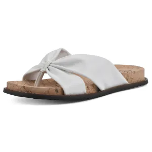 WHITE MOUNTAIN Women's Malanga X-Strap Flat Footbed Sandal, White/Smooth, 6.5 M