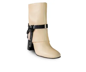 Women's Ivory & Black Premium Leather Boots Nat By Bala Di Gala