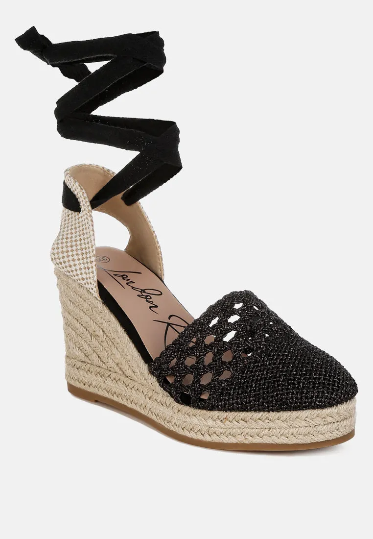 Woven Lace-Up Espadrille Wedges By RUW