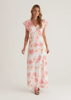 Xandra Maxi Dress - Peach Flowers