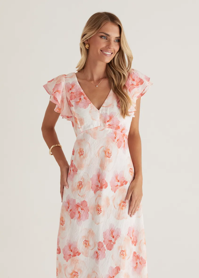 Xandra Maxi Dress - Peach Flowers