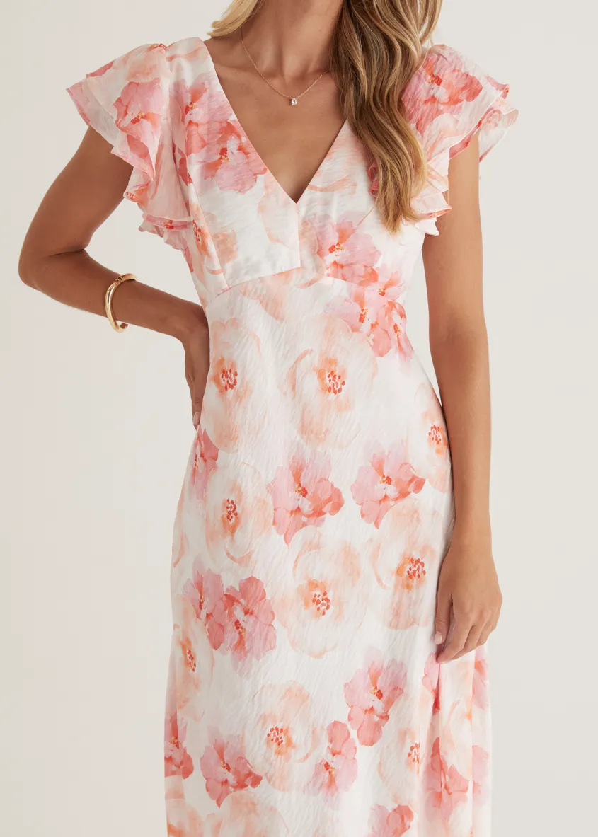 Xandra Maxi Dress - Peach Flowers