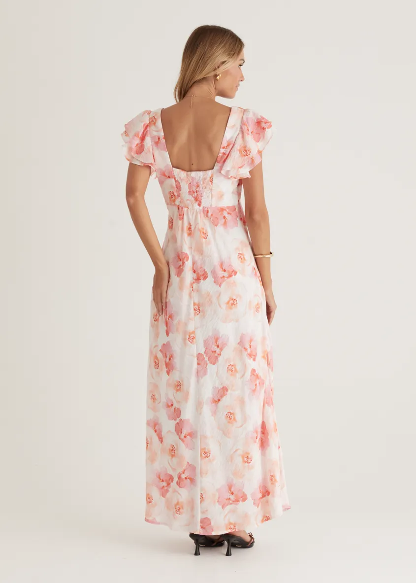Xandra Maxi Dress - Peach Flowers